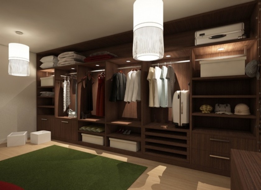 Классическая гардеробная комната из массива с подсветкой Химки