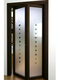 Складные двери гармошка с матовым стеклом Химки